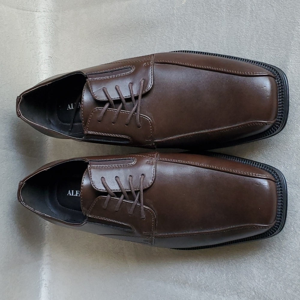 🆕️ ALFANI Brown Lace Up Square Toe Dress Shoes MEN'S SIZE: 12M